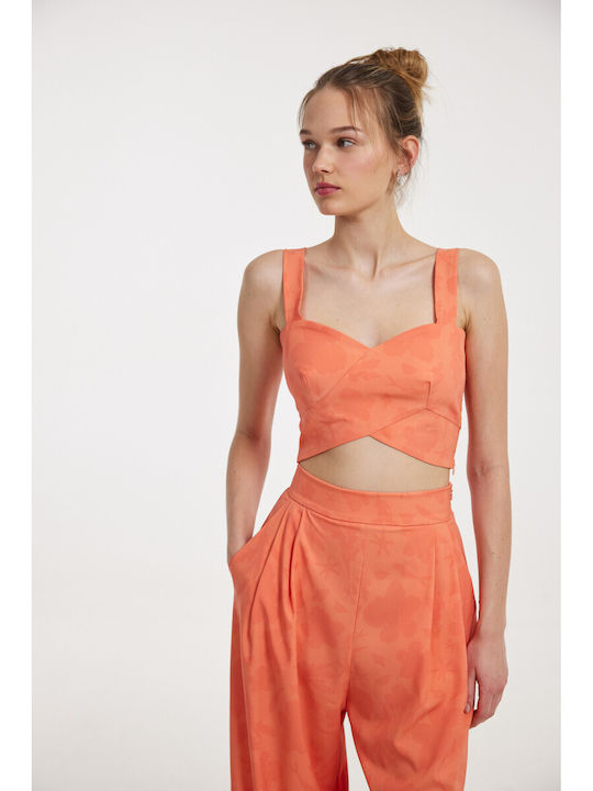 Hemithea Damen Crop Top Coral