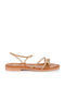 Lias Mouse Leather Women's Flat Sandals in Gold Color