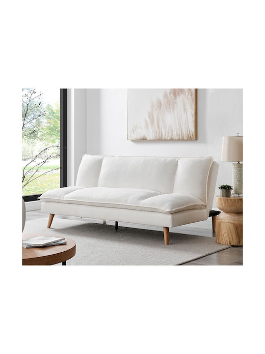 Cozy Three-Seater Fabric Sofa Bed Beige 191x103cm