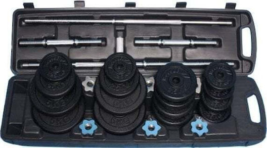 Master Set de gantere cu bară, greutate totală 50kg în cazul