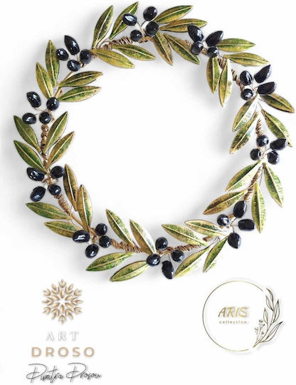 Wanddekoration Kranz Olive Handgefertigt Gold aus Metall 35x35cm