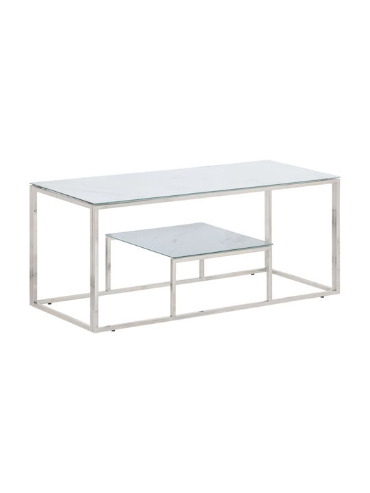 Rectangular Central Glass Coffee Table Silver M110xW45xH45cm