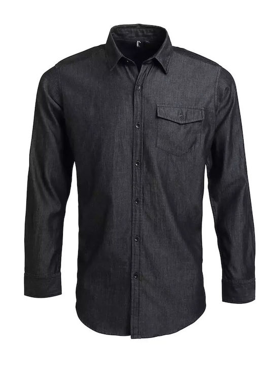 Premier Men's Shirt Long Sleeve Denim Black