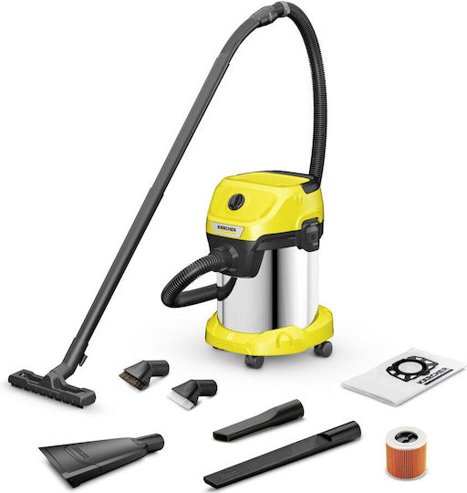 Karcher WD 3 S V-17/6/20 Car Aspirator Lichide / Solide 1000W cu Inoxidabil Recipient 17lt