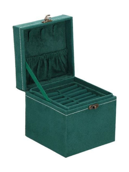 Jewelry Box Velvet Green 12x12x12 Cm Springos