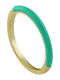 Loisir Metallic Gold-Plated Green Enamel Ring 04l15-00523