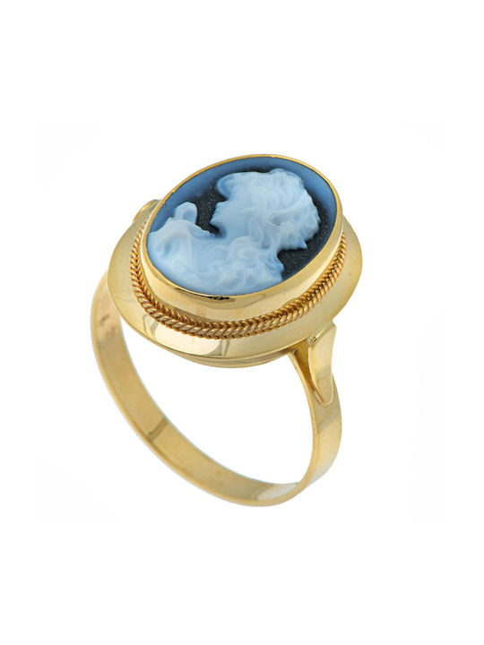 Gold Ring 18k Cameo Shell 5030k