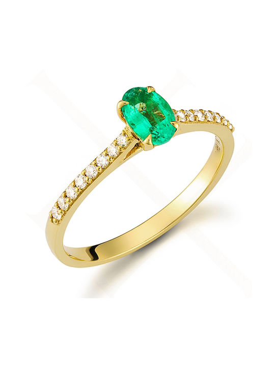 Inel din aur 14k cu zirconiu verde 3051k