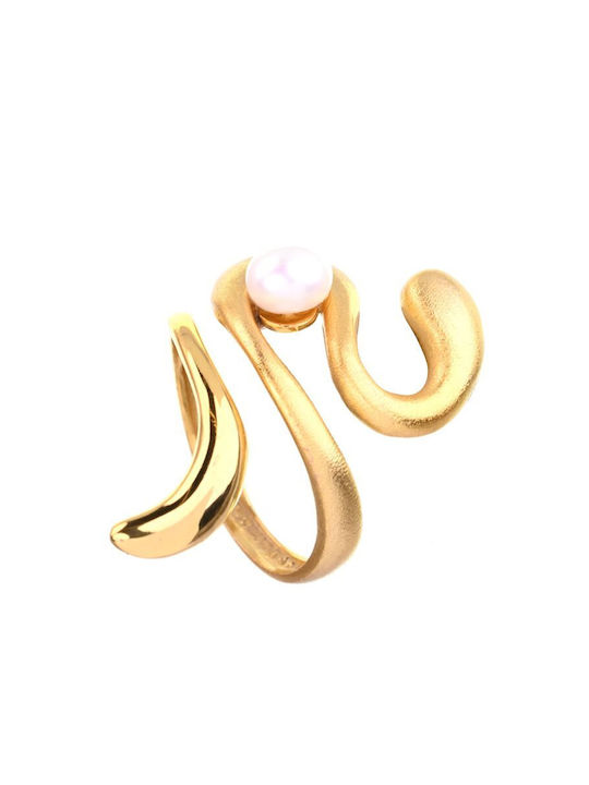 Handmade Gold Plated Silver 925 Ring with Pearl