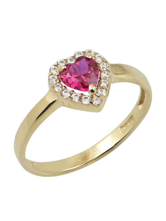 FenixJewelry Damen Ring mit Zirkonia aus Gold 14K Pink