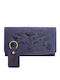 Paolo Peruzzi Vintage Leder Damen Geldbörse Geschenkset Marineblau Schlüsselanhänger