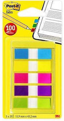Plastic Adhesive Index Post-it Tabs 683-5cb 12 x 43 mm Set of 5 x 20 Tabs Neon Colours