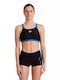 Arena Bikini Set Sports Bra & Boxer Bottom Black