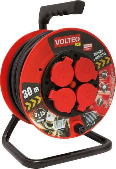 Volteo Waterproof Extension Reel Cord 3 x 2.5mm²/30m Red