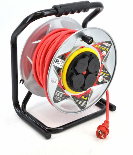 AWTools Waterproof Extension Reel Cord 3 x 1.5mm²/50m Red