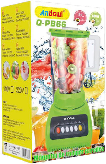 Andowl Μπλέντερ με Πλαστική Κανάτα 1.5 lt 680W Πράσινο Q-PB66