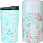 Estia Travel Mug Save The Aegean Стъкло Термос Неръждаема стомана Без BPA Blossom Green 350мл