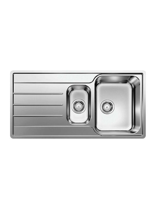 Blanco Drop-In Sink Inox Brushed with Faucet W100xD50cm White