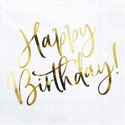 Decor Party Napkins Happy Birthday White 33 Cm 20 Pcs Universal