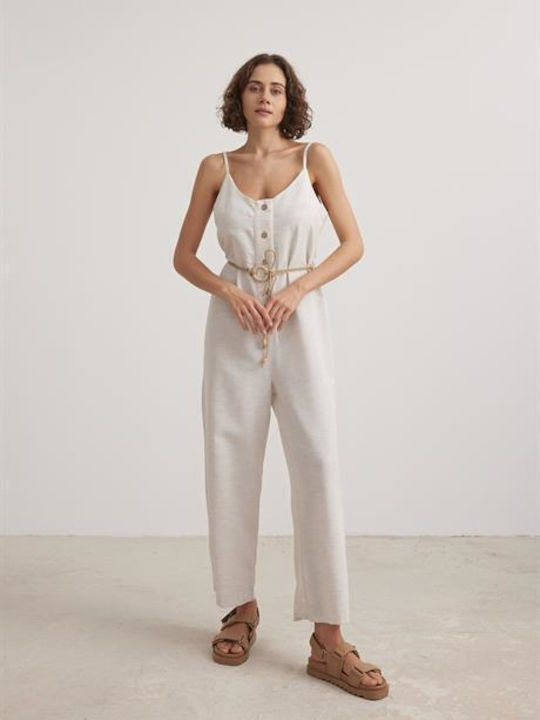 Knopfleiste Jumpsuit - Steingrau