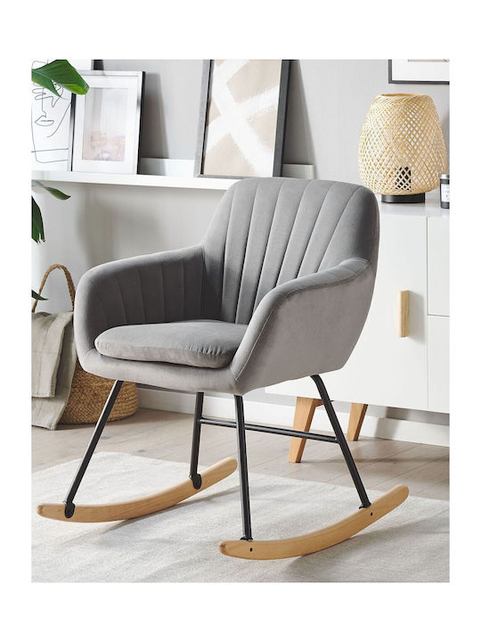 Rocking Armchair Swivel with Footstool Szary 40x40x82cm
