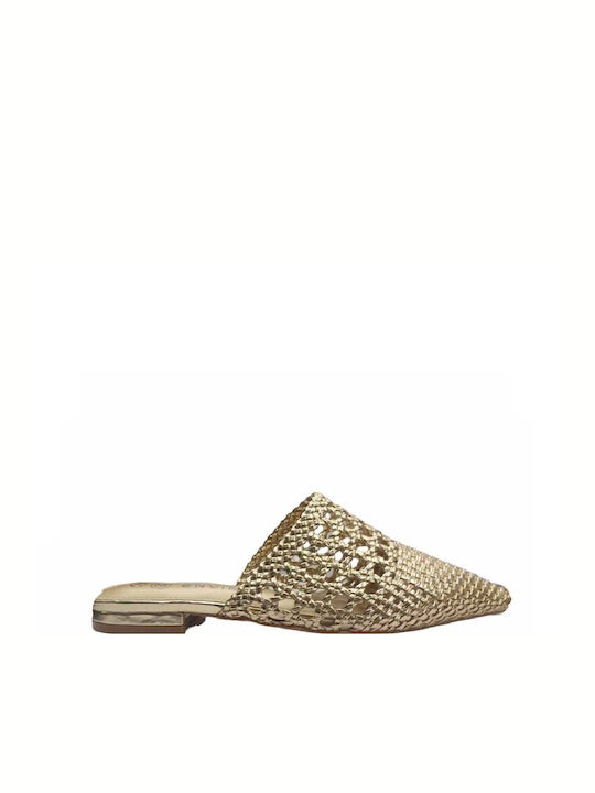 Envie Shoes Leder Mules mit Absatz in Gold Farbe