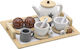 Children's Wooden Tea Set Zola Montessori Role Play Accessories Included Cream Brown
