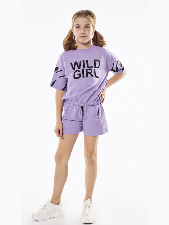 Εβίτα Kids Set with Shorts Summer 2pcs Purple
