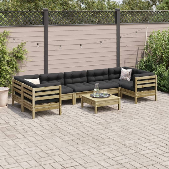 vidaXL Outdoor Lounge Set 8 Pieces Anthracite with Pillows