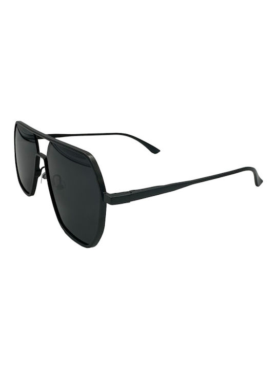 V-store Sunglasses with Black Metal Frame and Black Polarized Mirror Lens POL7701-01