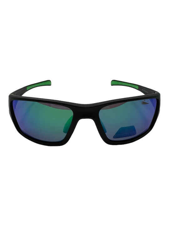 V-store Sonnenbrillen mit Schwarz Rahmen und Grün Polarisiert Spiegel Linse POL3057-02