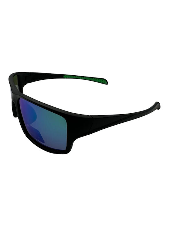 V-store Sonnenbrillen mit Schwarz Rahmen und Blau Polarisiert Spiegel Linse POL3057-01
