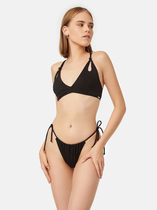 Minerva Bikini Slip με Κορδονάκια Μαύρο