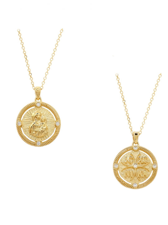 Art d or Charm Amulet Virgin Mary from Gold 9 K with Zircon