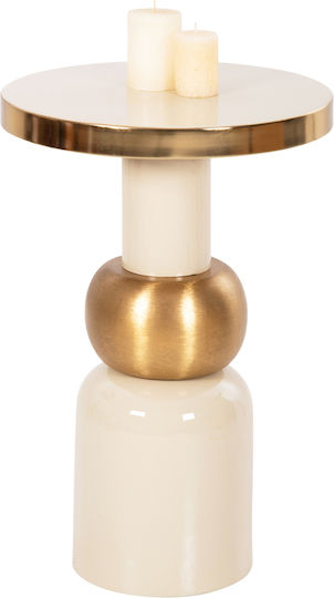 Round Side Table Metal Ecru-Gold M40.5xL40.5xH62cm