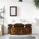 vidaXL Waschtisch mit Waschbecken & Spiegel L42xB12xH60cm Smoky Oak