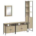 vidaXL Bench with Washbasin, Mirror & Column L42xW12xH60cm Sonoma