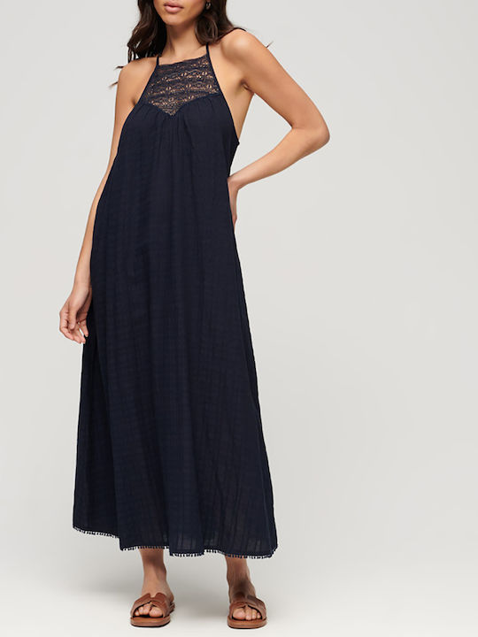 Superdry D3 Ovin Rochii de vară pentru femei Maxi Rochie DarkBlue