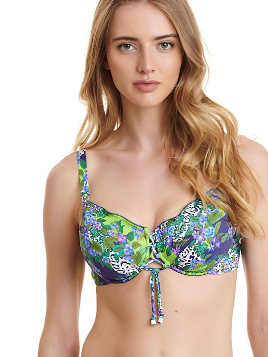 Erka Mare Underwire Bikini Bra with Adjustable Straps Blue Animal Print