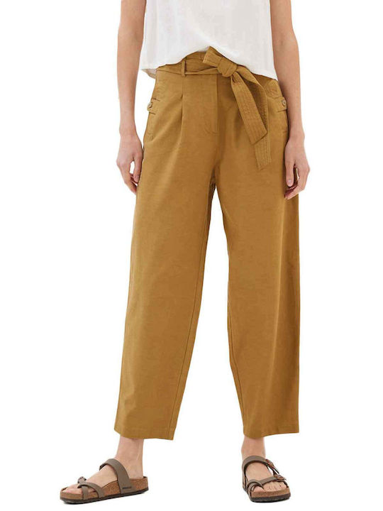 Namaste Women's High-waisted Cotton Trousers with Elastic Rust