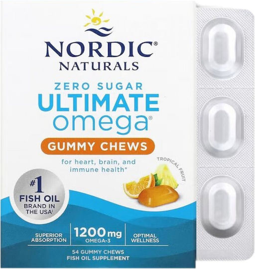 Nordic Naturals Ultimate Omega Gummy Chews 1200 mg 54 Gummies cu aromă Punch tropical