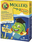 Moller's Omega-3 Κατάλληλο για Παιδιά 36 ζελεδάκια Μήλο