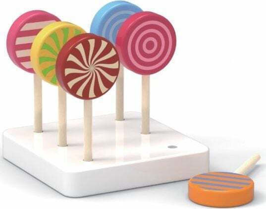 Комплект от 6 играчки лизалки Viga Toys от дърво, многоцветни