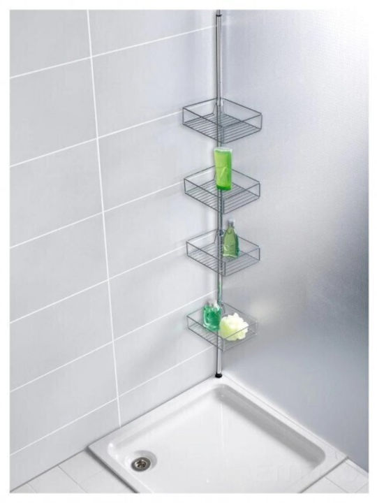 Wenko Corner Wall Mounted Bathroom Shelf Metallic 25x20x20cm Silver
