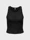 Only Damen Crop Top Baumwolle Ärmellos Black