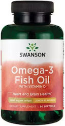 Swanson Omega-3 Fish Oil Ιχθυέλαιο 60 μαλακές κάψουλες