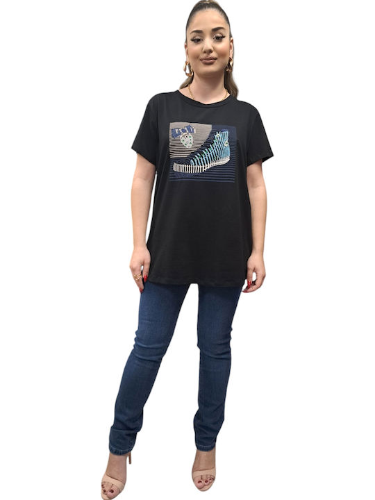 Remix Damen Oversized T-Shirt Schwarz