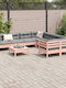 Garten- und Outdoor-Möbelsets Wohnzimmer Typsatz 9 Stück Massiv Pseudo-Tschuga Eiche mit Kissen