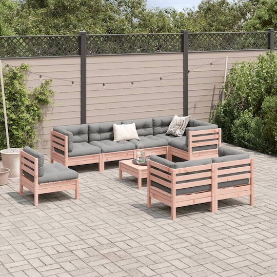 Garten- und Outdoor-Möbelset Für Wohnzimmer 9 Stück Grau mit Kissen