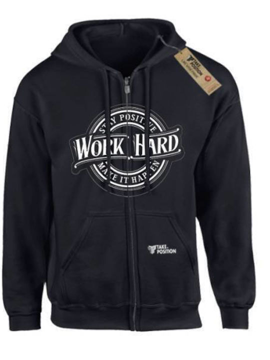 Takeposition Work Hard Frauen Baumwolle Jacke mit Kapuze Weiß